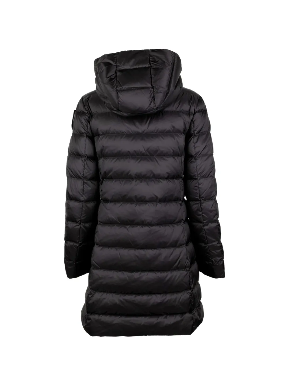 Blauer Gewatteerd jack met capuchon en logopatch Zwart