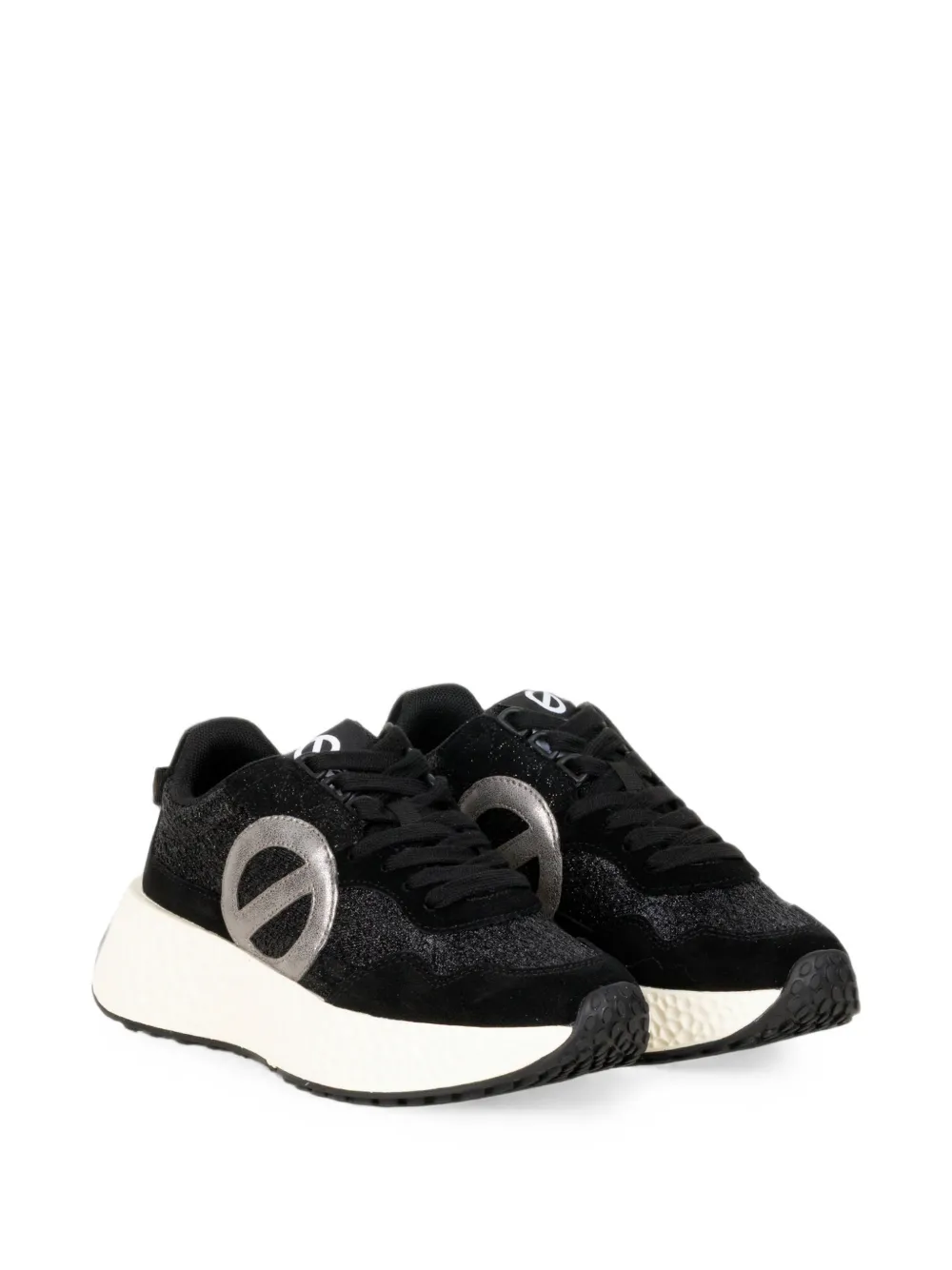 No Name Carter glitter-detail logo-patch sneakers Zwart