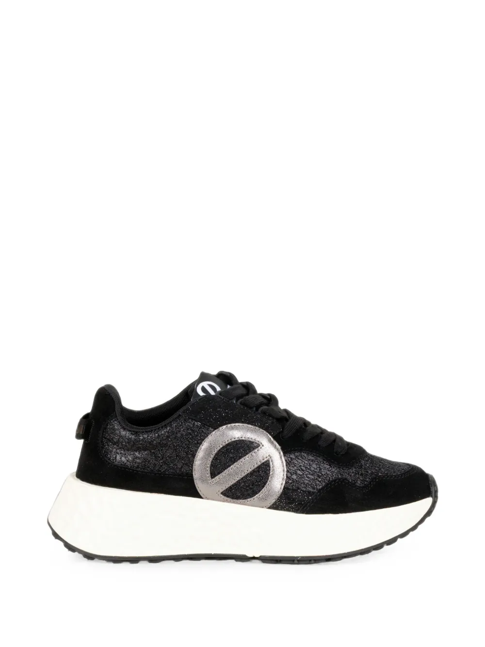 No Name Carter Glitter-detail Logo-patch Sneakers In Black