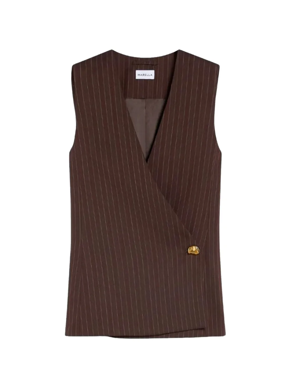Marella pinstripe-pattern sleeveless waistcoat - Marrone