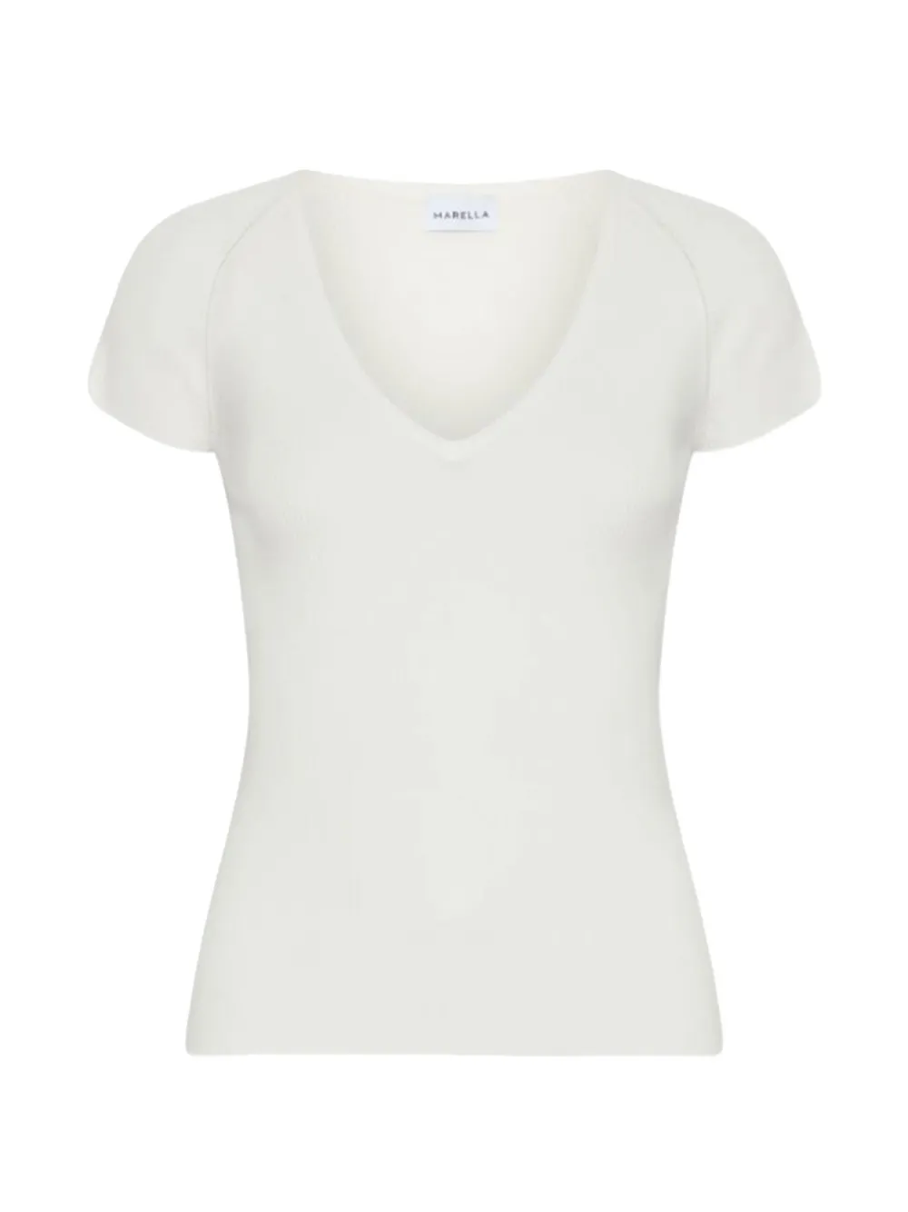 Marella ribbed-knit V-neck T-shirt - Blanc Marella ribbed-knit V-neck T-shirt - Blanc