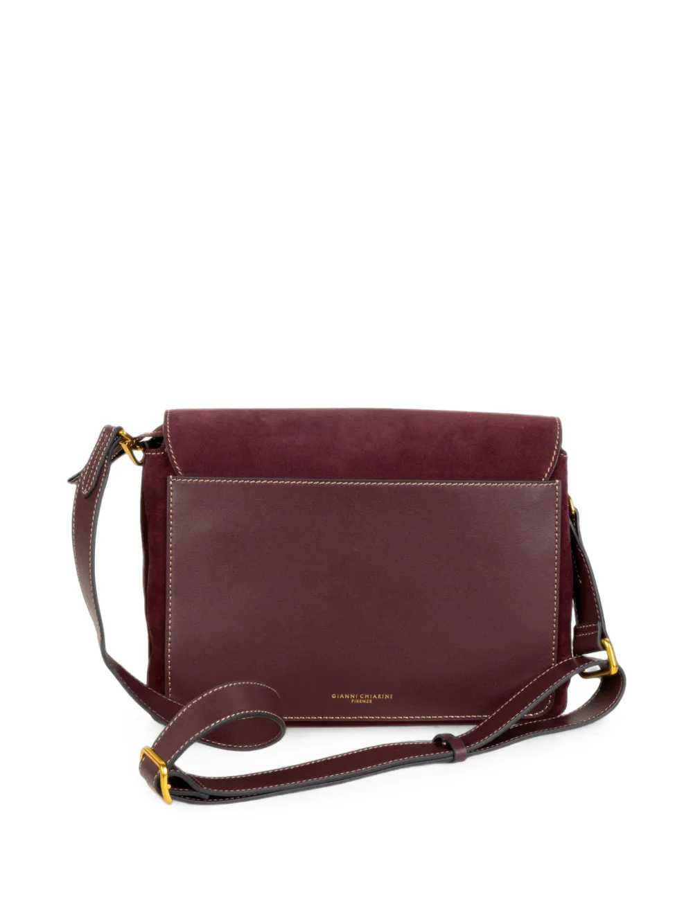 GIANNI CHIARINI Three suede-panelled top-stitch shoulder bag Rood