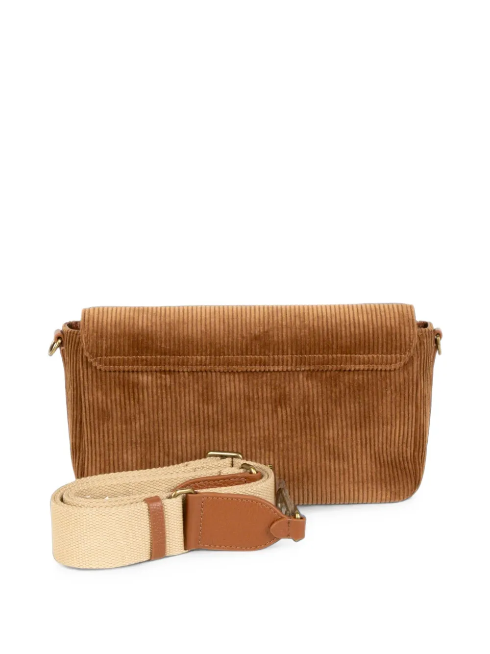 Coccinelle medium C-Me Lock corduroy logo-plaque shoulder bag Bruin