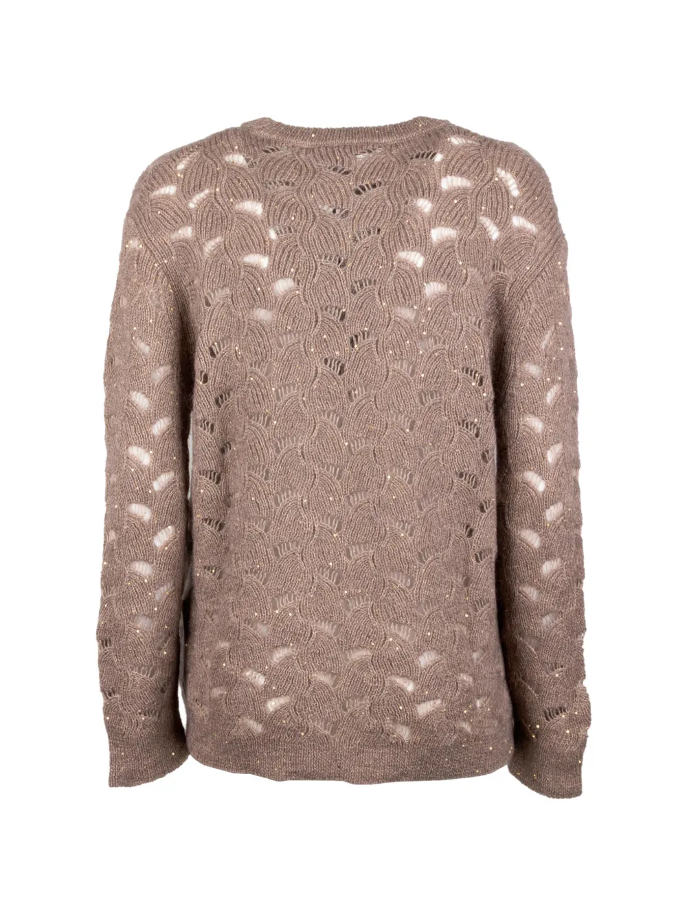 Seventy sequin-embellished open-knit sweater Beige
