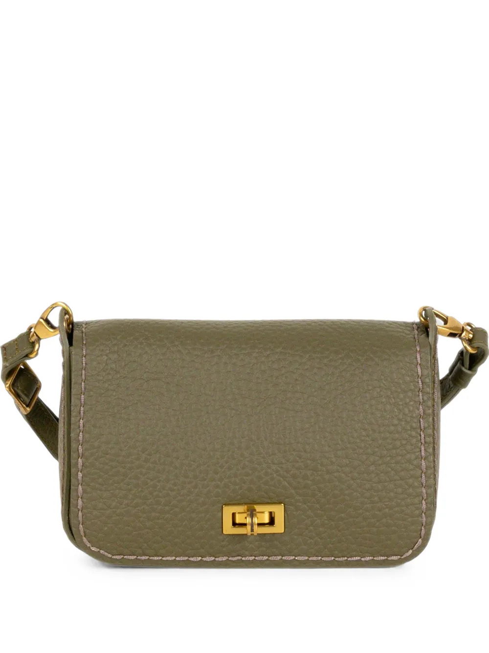 VISONA` grained leather shoulder bag - Verde