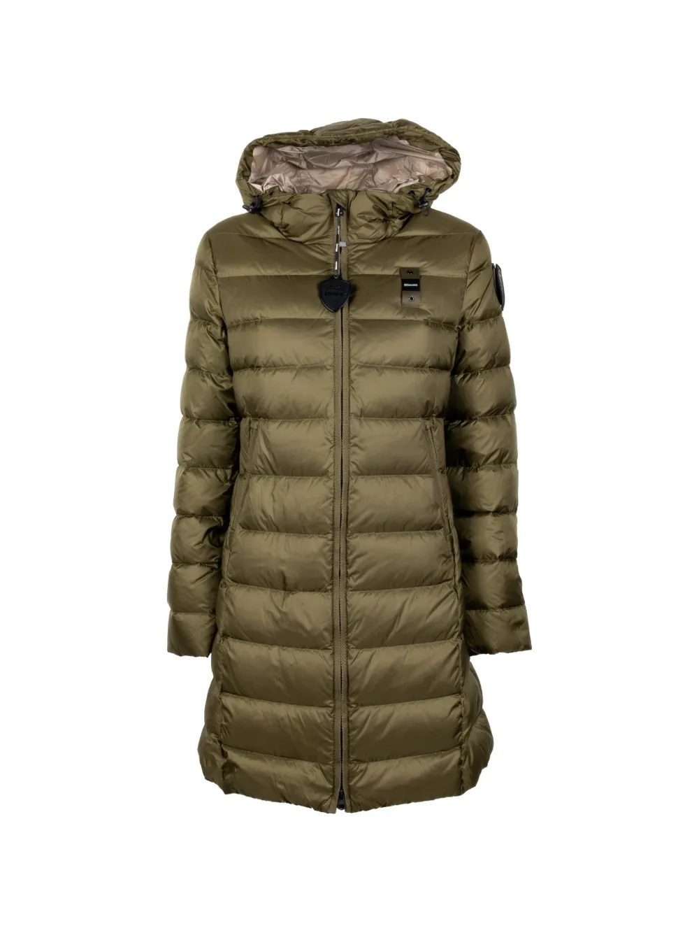 Blauer quilted hooded logo-patch jacket - Verde