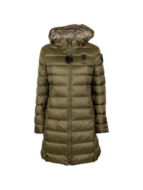 Blauer quilted hooded logo-patch jacket