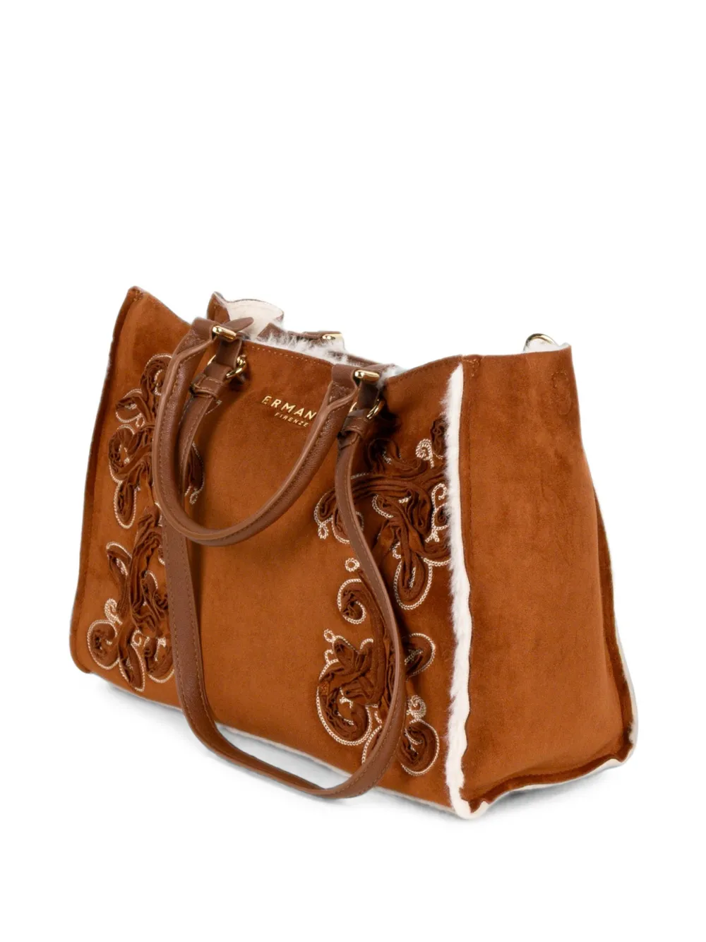 ERMANNO FIRENZE small embroidered faux-fur tote bag Bruin