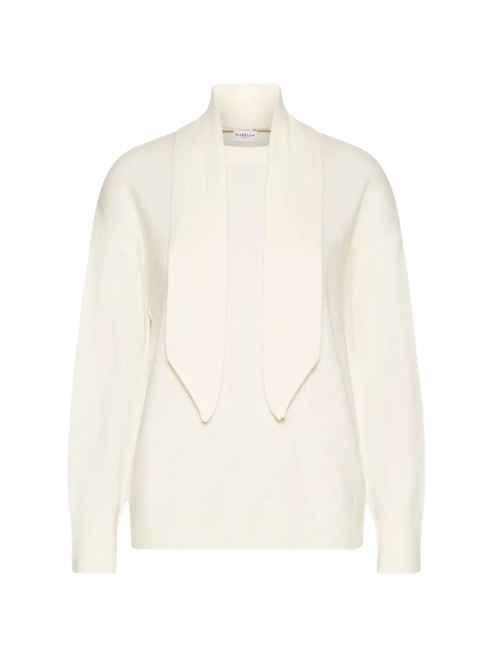 Marella scarf-detail long-sleeve sweater - Tons neutres Marella scarf-detail long-sleeve sweater - Tons neutres