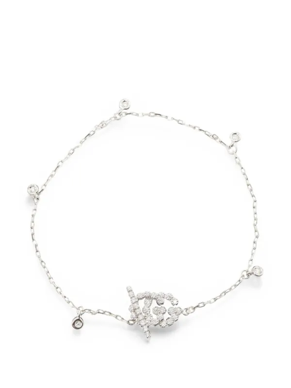 Gucci Pre-owned 2010s GG Running Diamond Bracelet in White