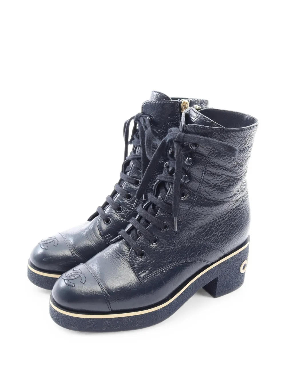 CHANEL Pre-Owned 1986-1988 lace-up ankle boots - Blu