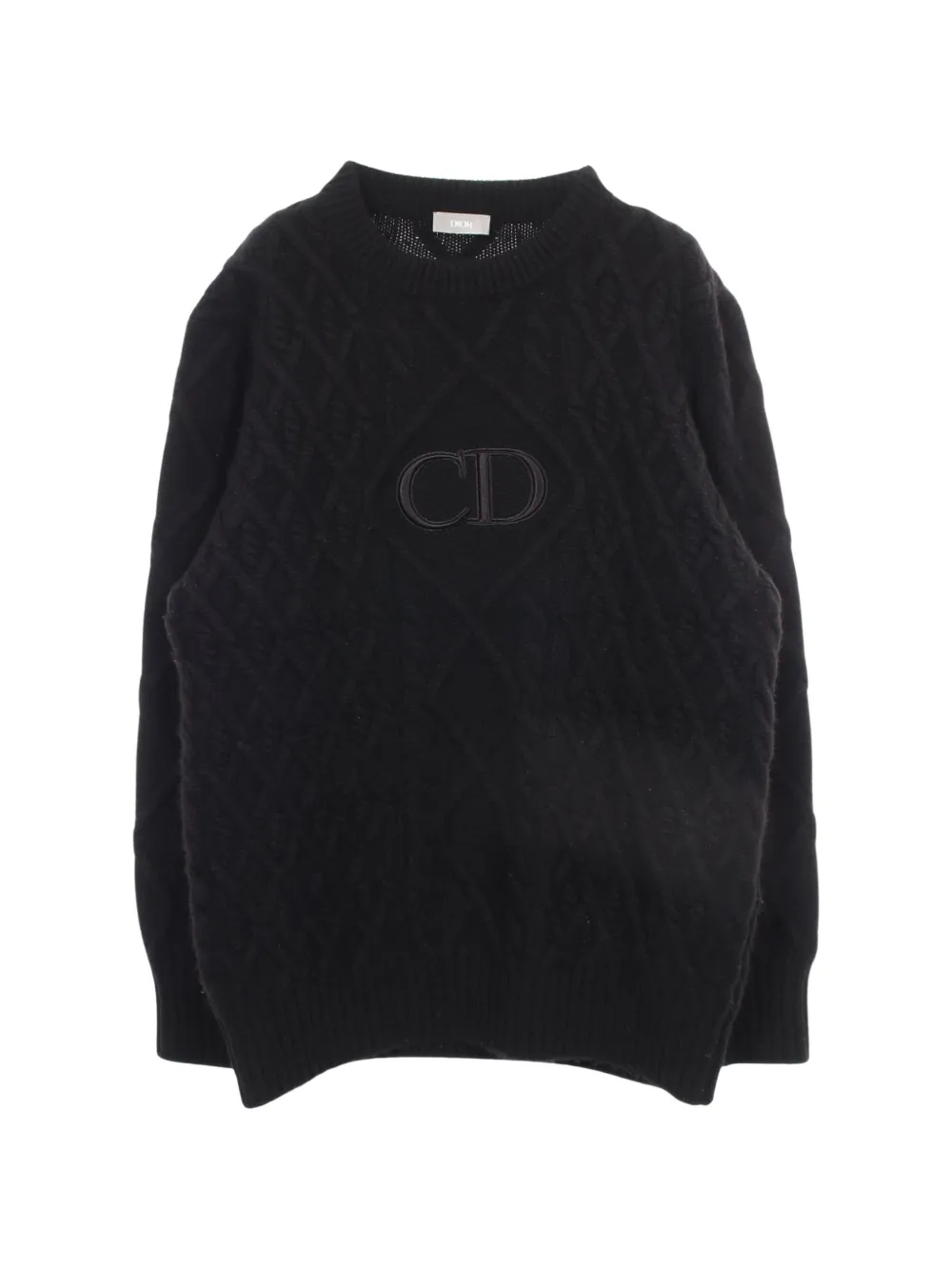 Christian Dior Pre-Owned pull en maille torsadée à logo CD (années 2010) - Noir Christian Dior Pre-Owned pull en maille torsadée à logo CD (années 2010) - Noir