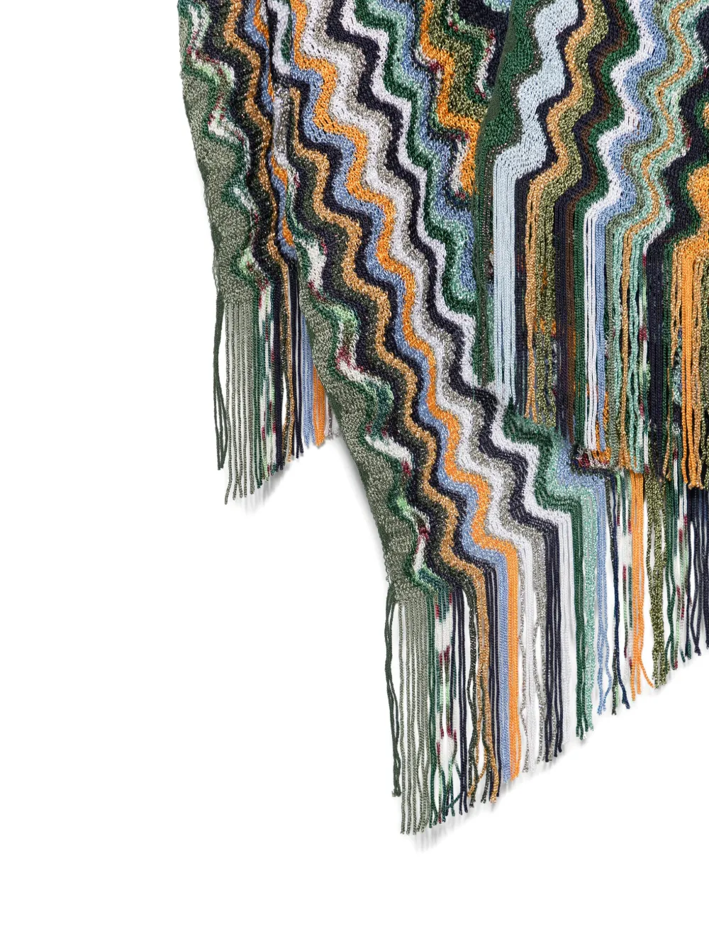 Missoni Cape met franje en zigzagpatroon Groen