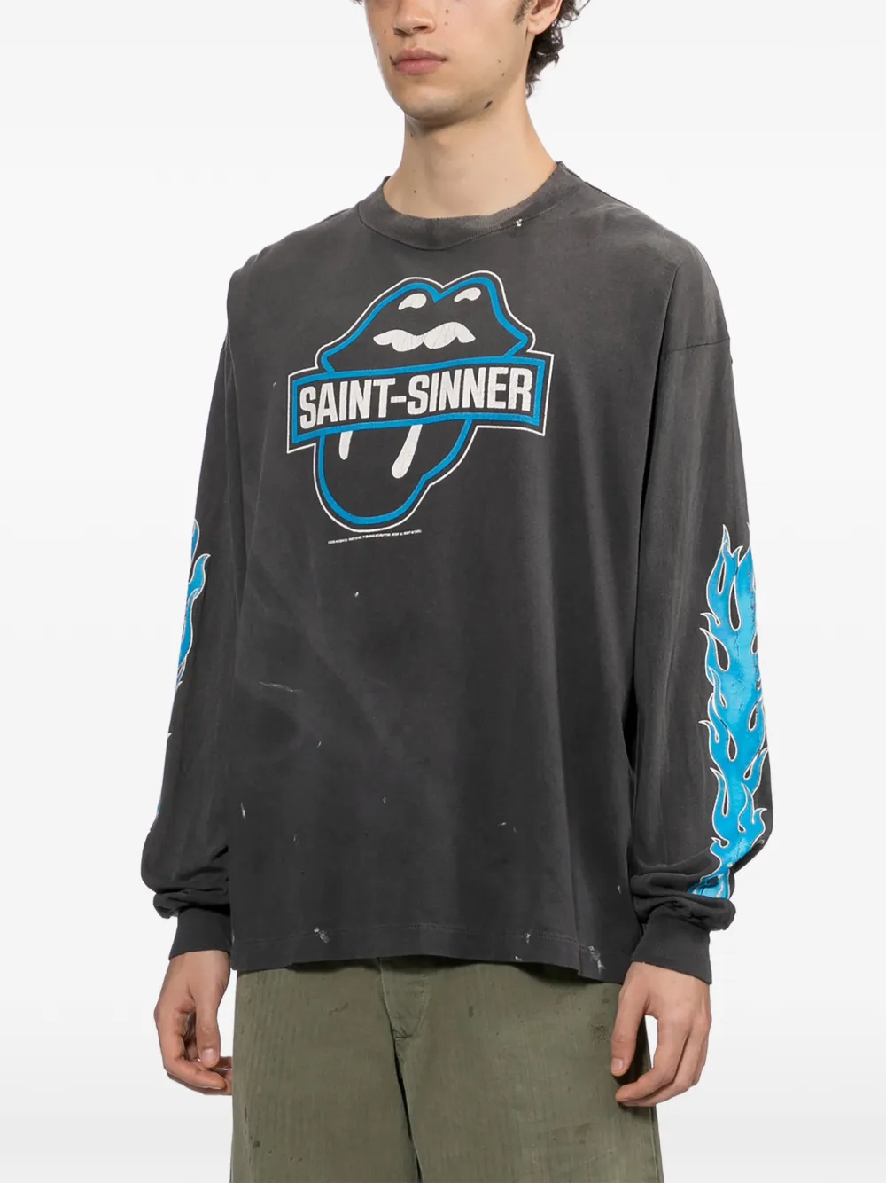 SAINT MXXXXXX graphic-print long-sleeved T-shirt Grijs