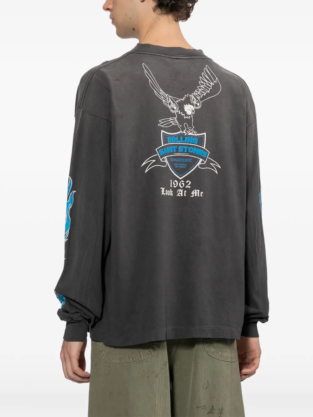 SAINT MXXXXXX graphic-print long-sleeved T-shirt Grijs