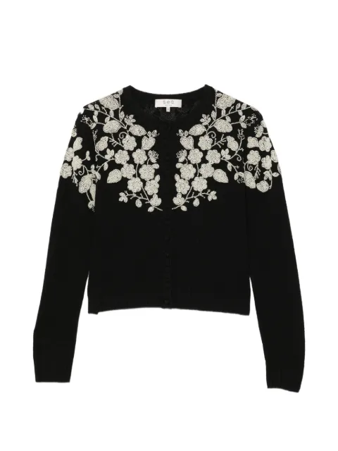 Sea bead-embellished floral cardigan