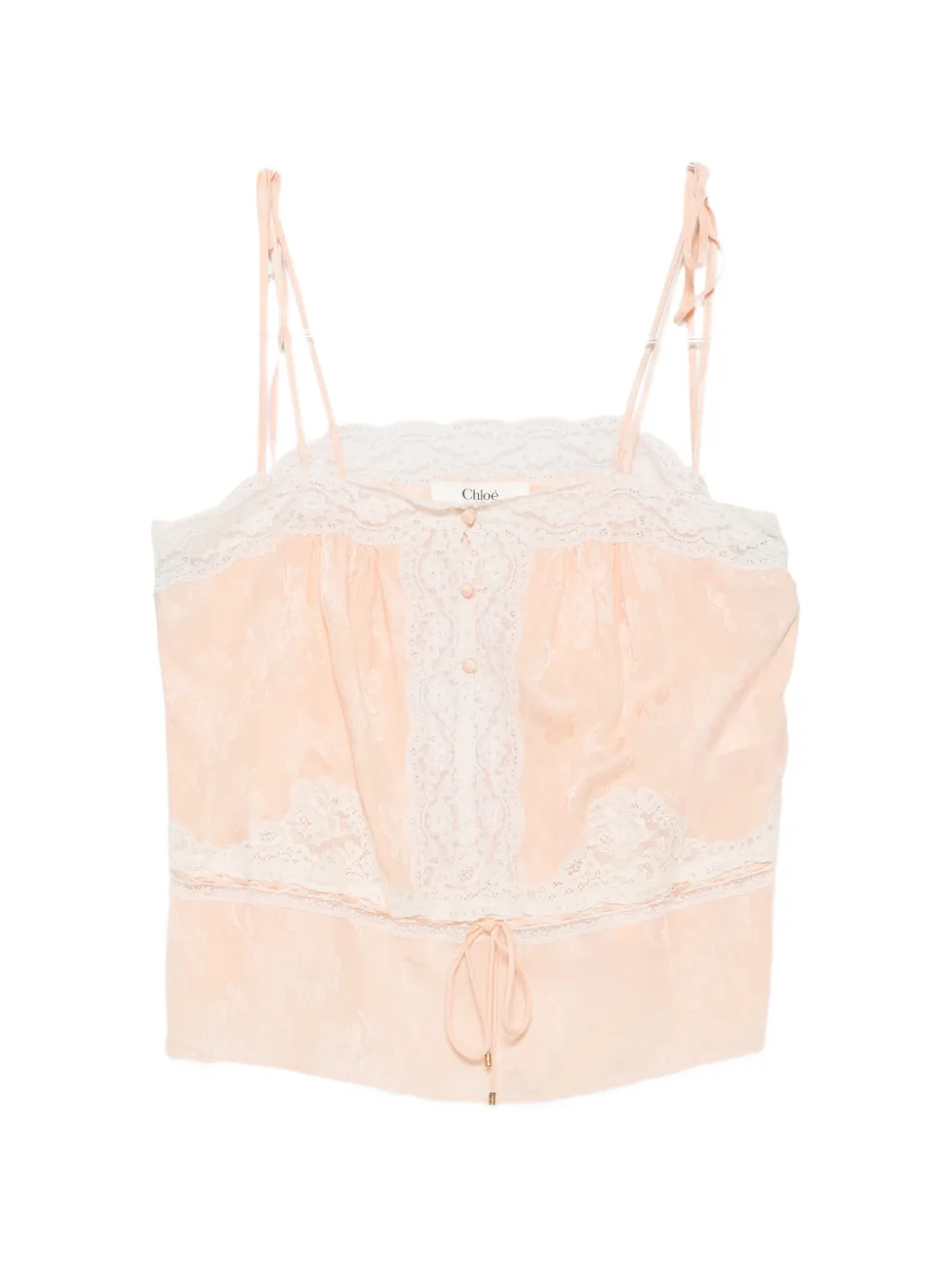 Chloé lace-trim floral-jacquard top - Pink