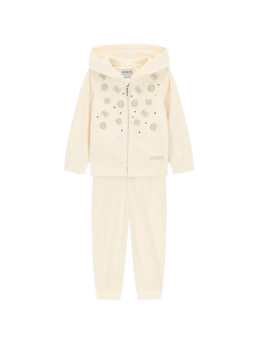Guess kids sequin-embellished logo-embroidered tracksuit set (set of two) Beige