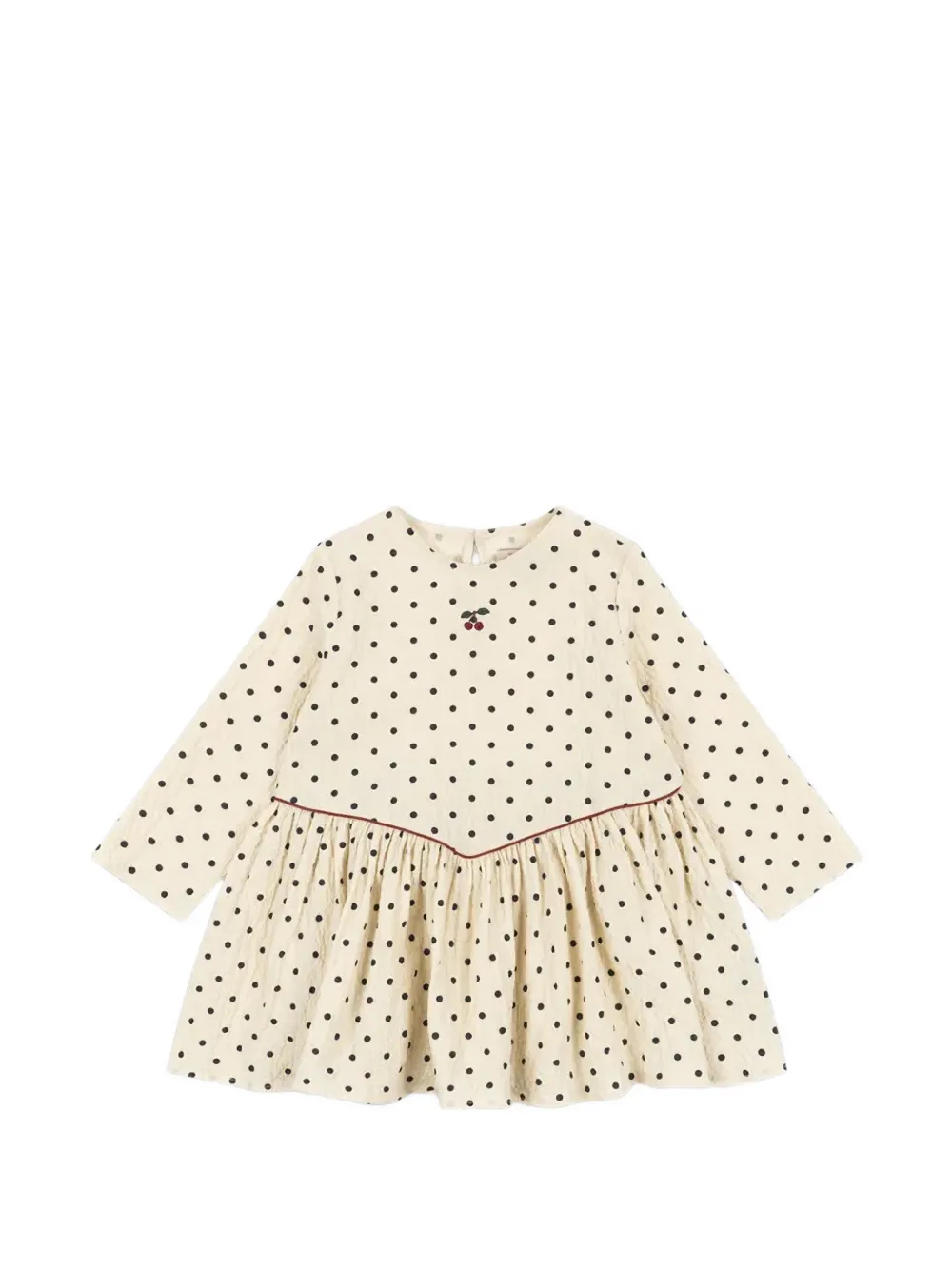 Konges Sløjd Elin polka-dot embroidered-cherry dress Beige
