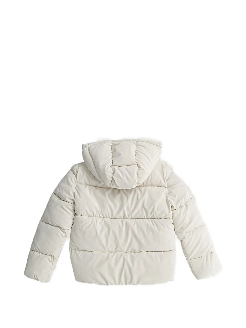 guess kids logo-print hooded puffer jacket Beige