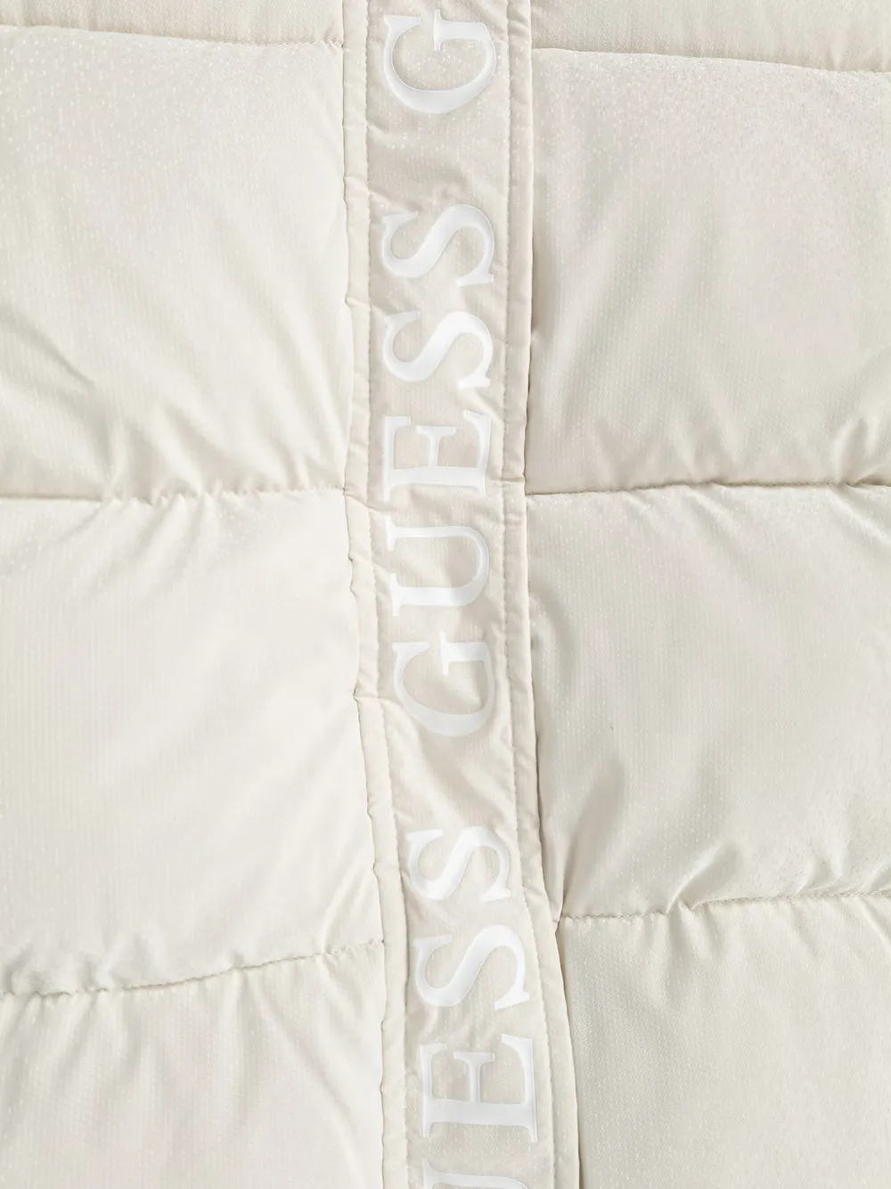 guess kids logo-print hooded puffer jacket Beige