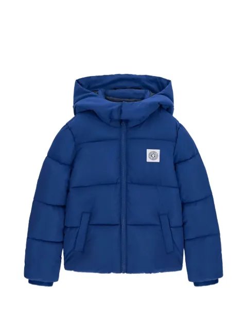 guess kids logo-patch hooded puffer jacket