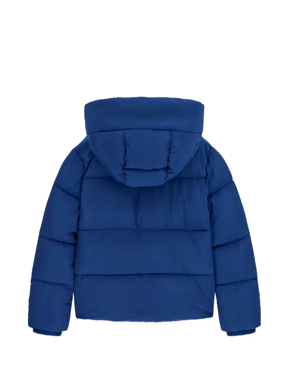 guess kids logo-patch hooded puffer jacket Blauw