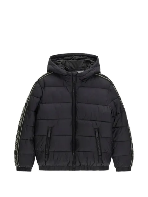 guess kids logo-tape hooded puffer jacket