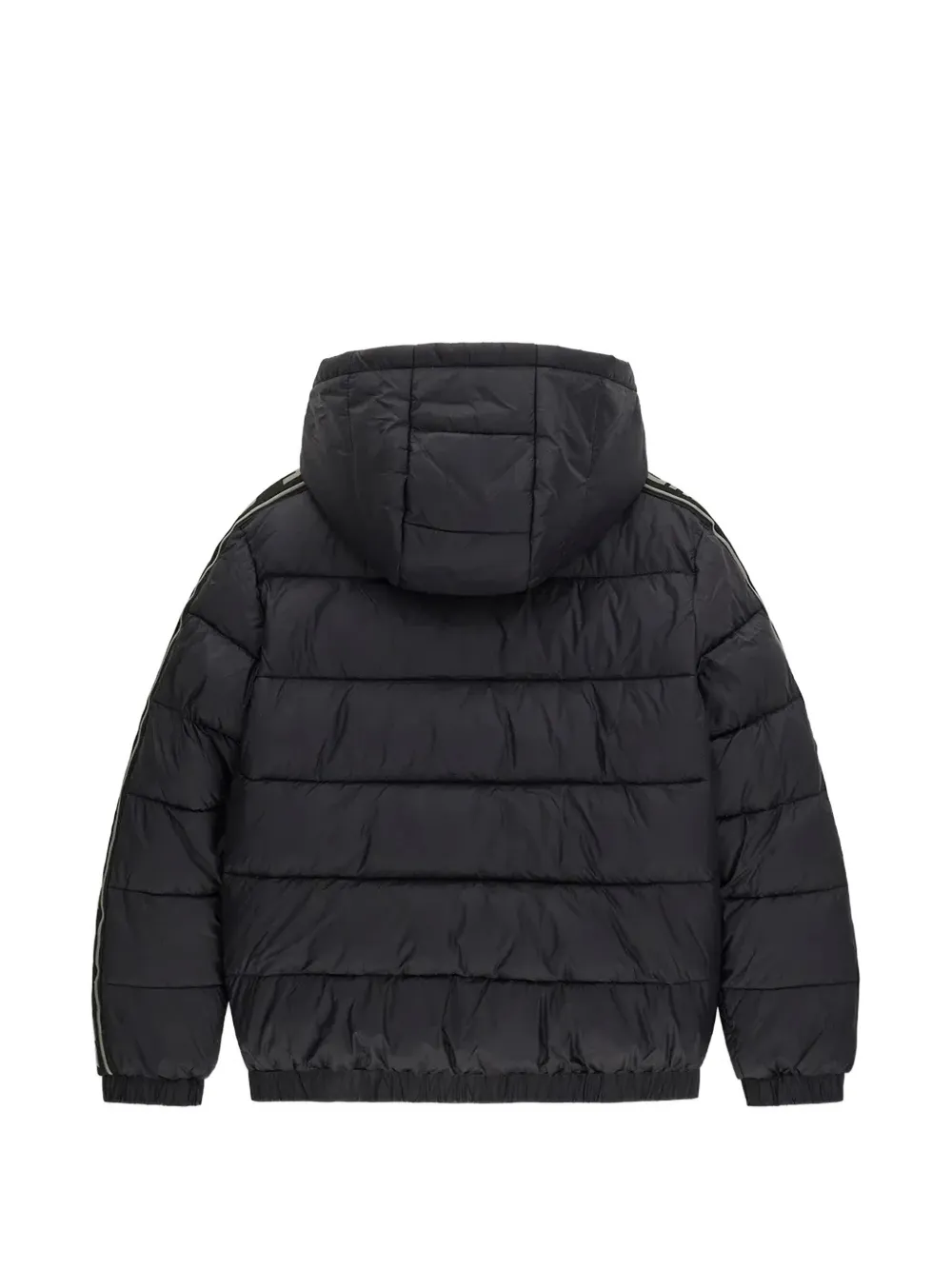 guess kids logo-tape hooded puffer jacket Zwart