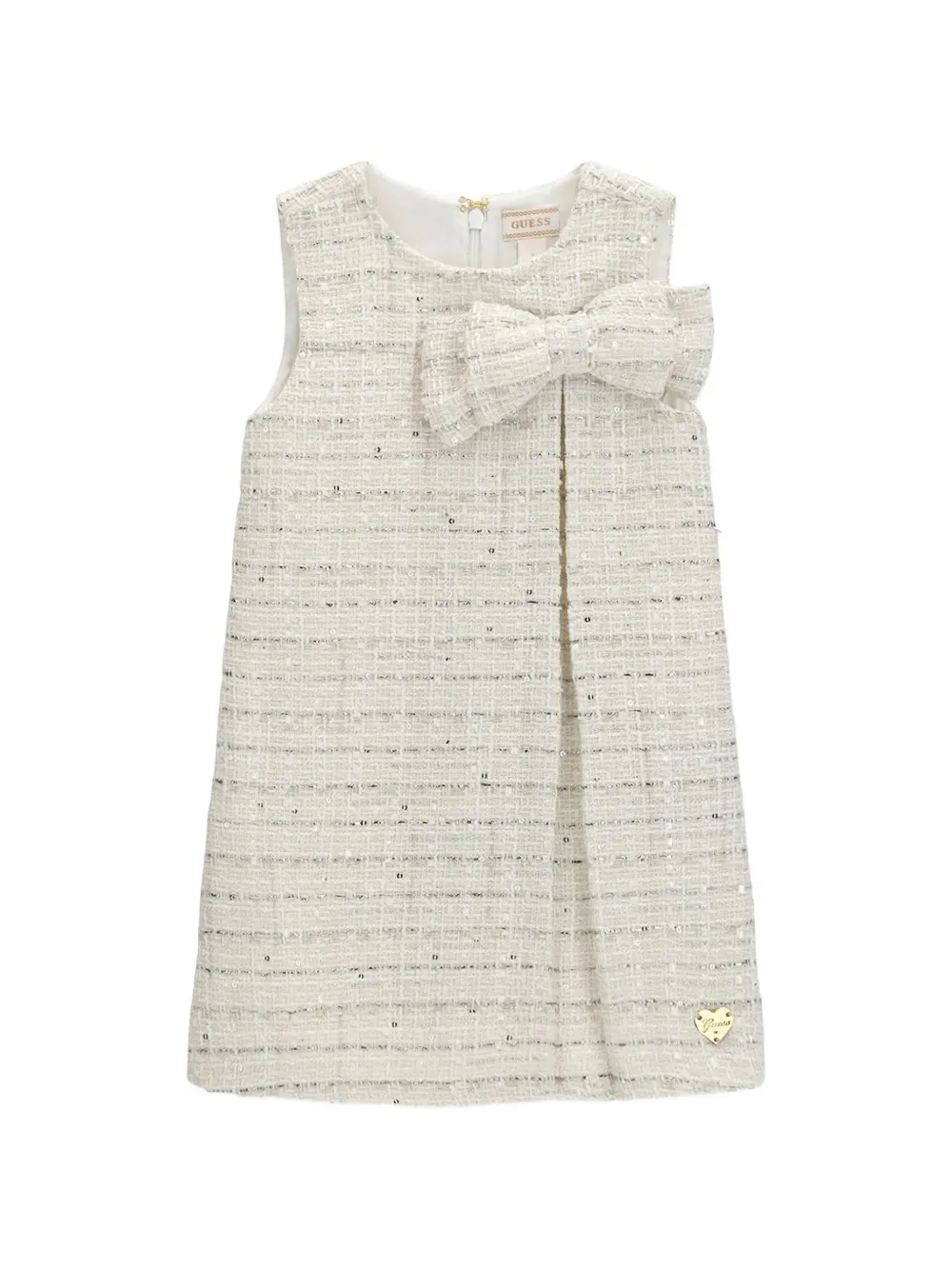 guess kids bow-detail sequin-embellished dress - Toni neutri