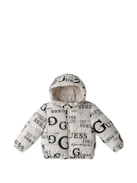 guess kids logo-print quilted jacket