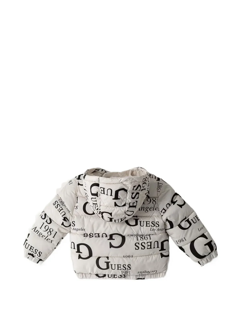 guess kids logo-print quilted jacket Beige