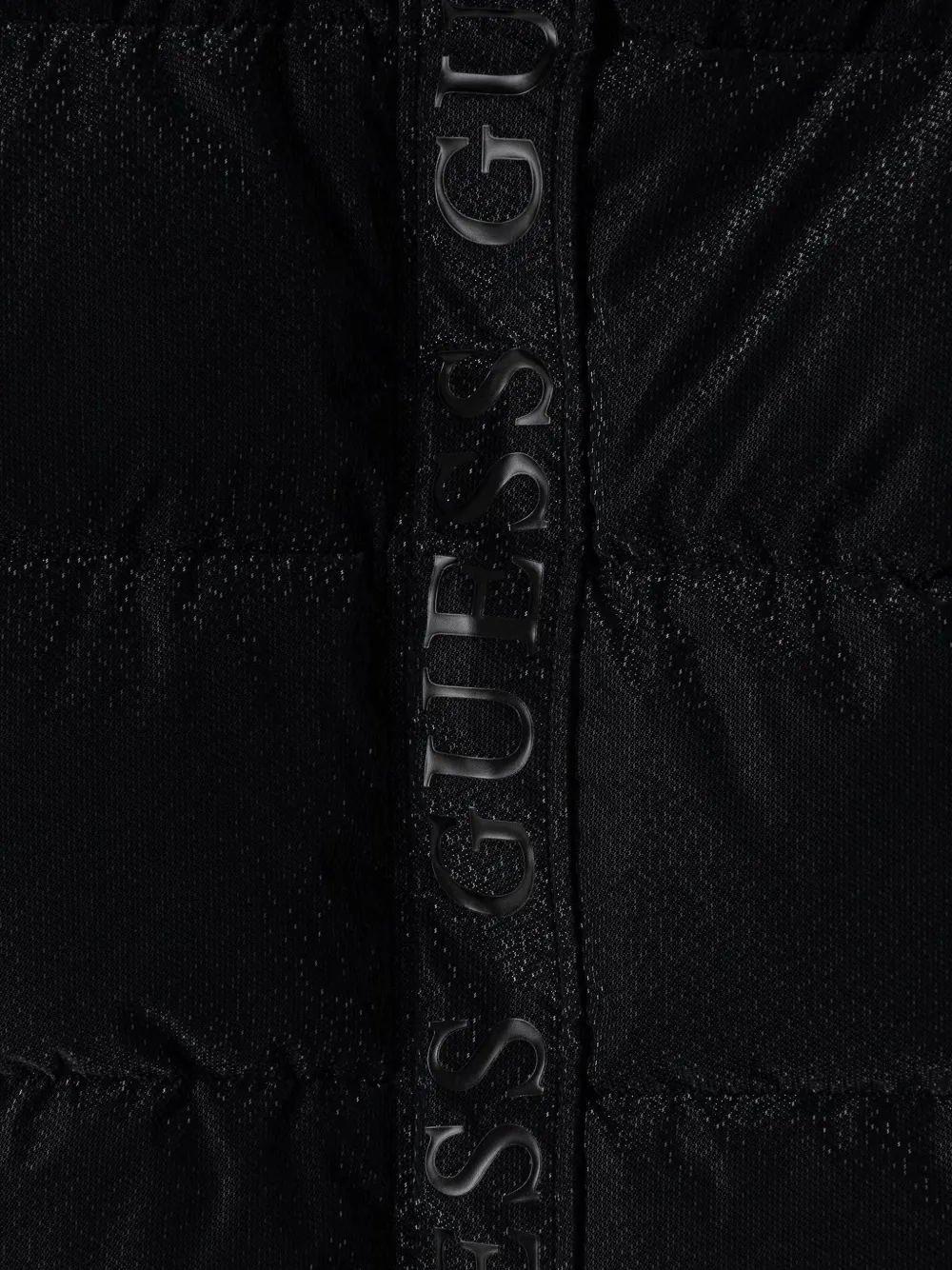 guess kids logo-tape hooded puffer jacket Zwart