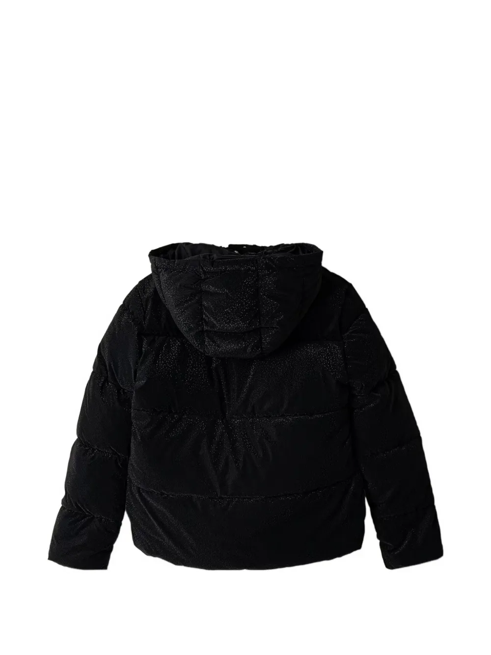 guess kids logo-tape hooded puffer jacket Zwart