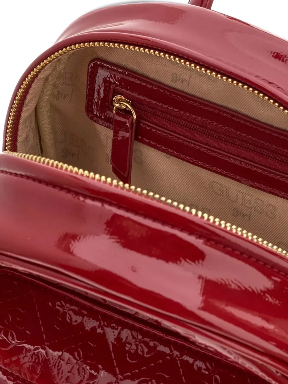 guess kids logo-embossed quilted backpack Rood
