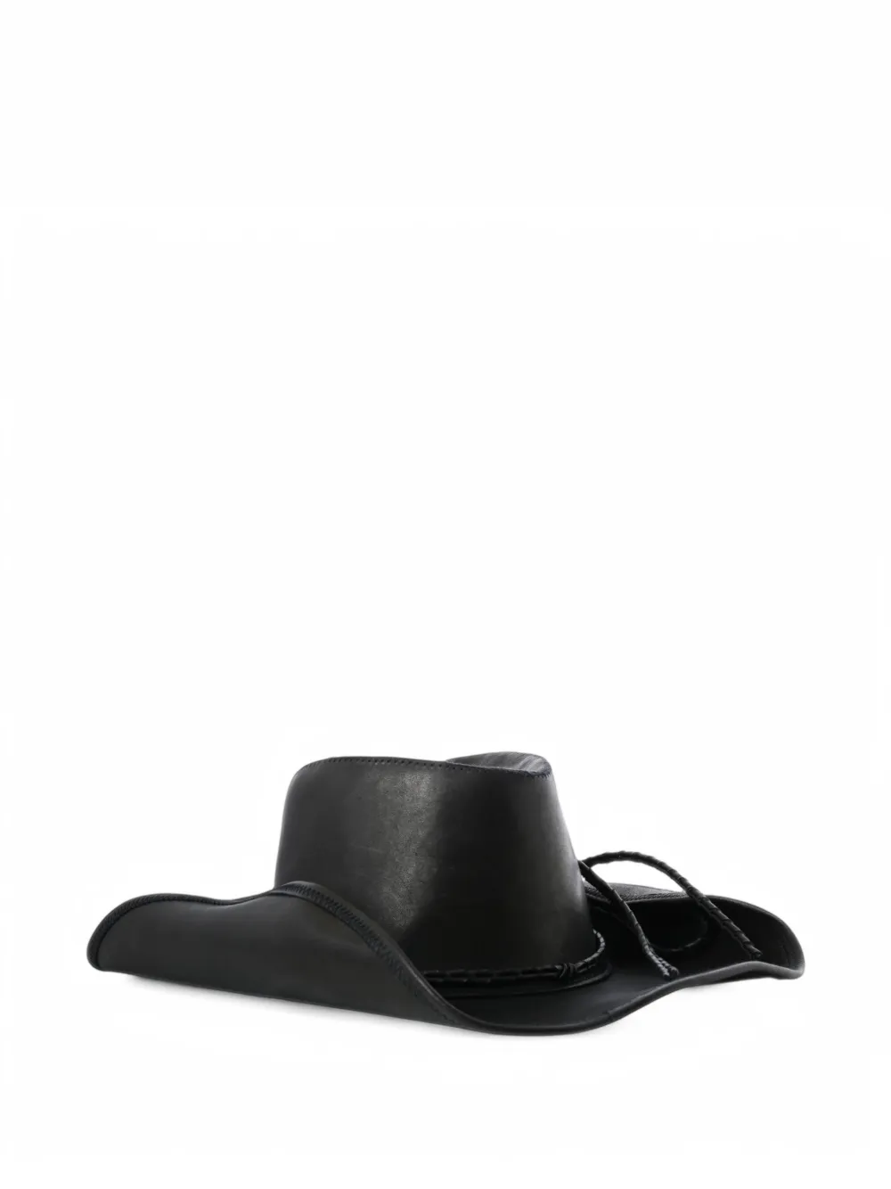 Ann Demeulemeester Joleik braided-trim leather hat - Noir