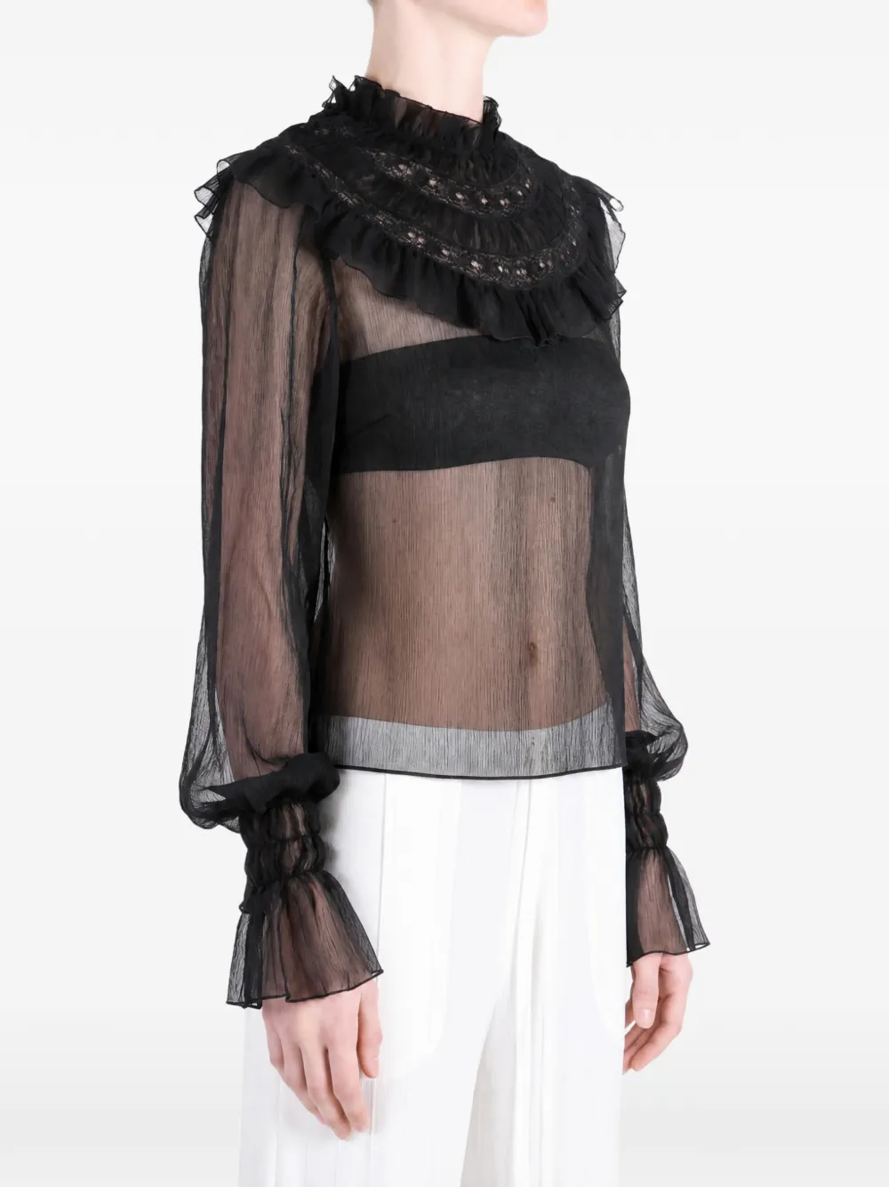 Ann Demeulemeester Palvi ruffled blouse Zwart