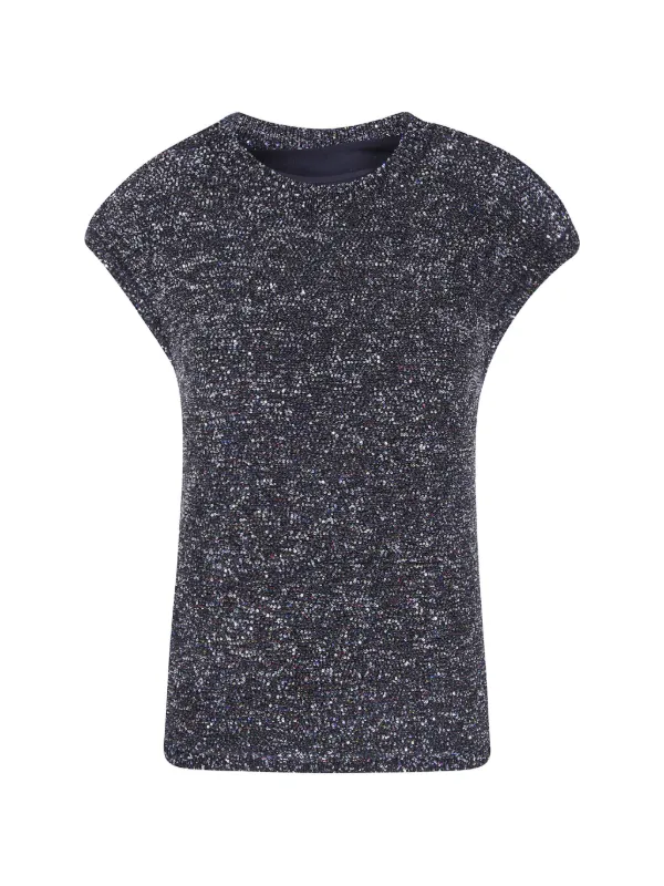 Emporio Armani Sequin-embellished T-shirt in Black