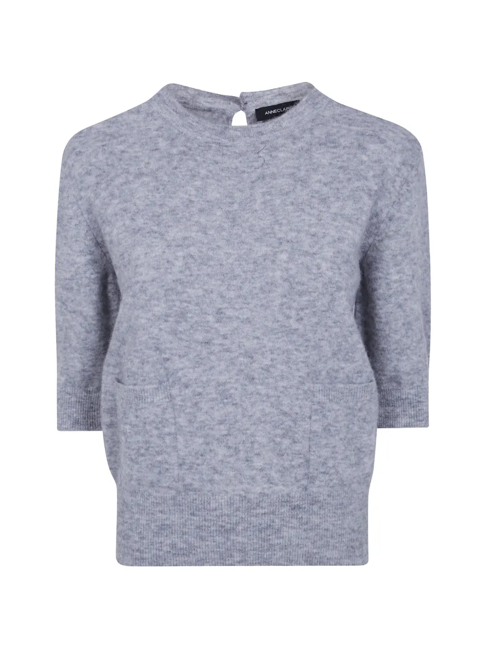 Anne Claire Patch-pocket Three-quarter Sleeve Sweater In Blue