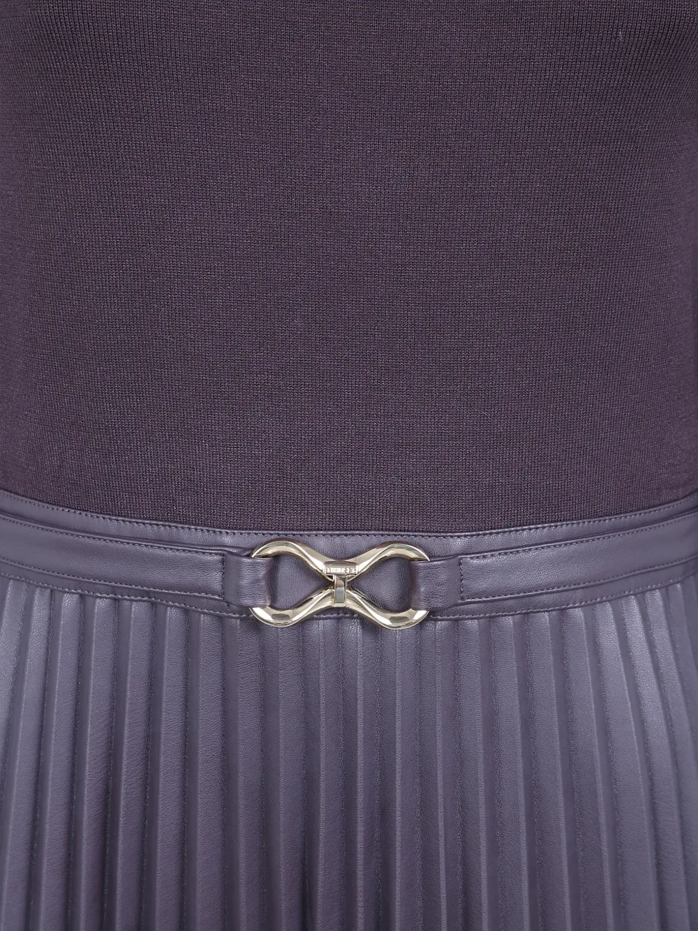 TWINSET Lange gebreide jurk met leer-effect Paars