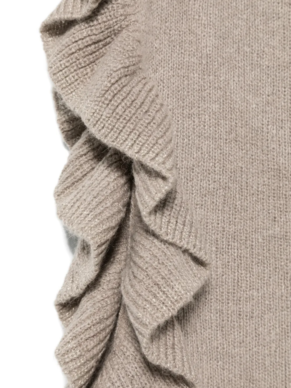 TWINSET Gebreide sjaal met ruches Beige