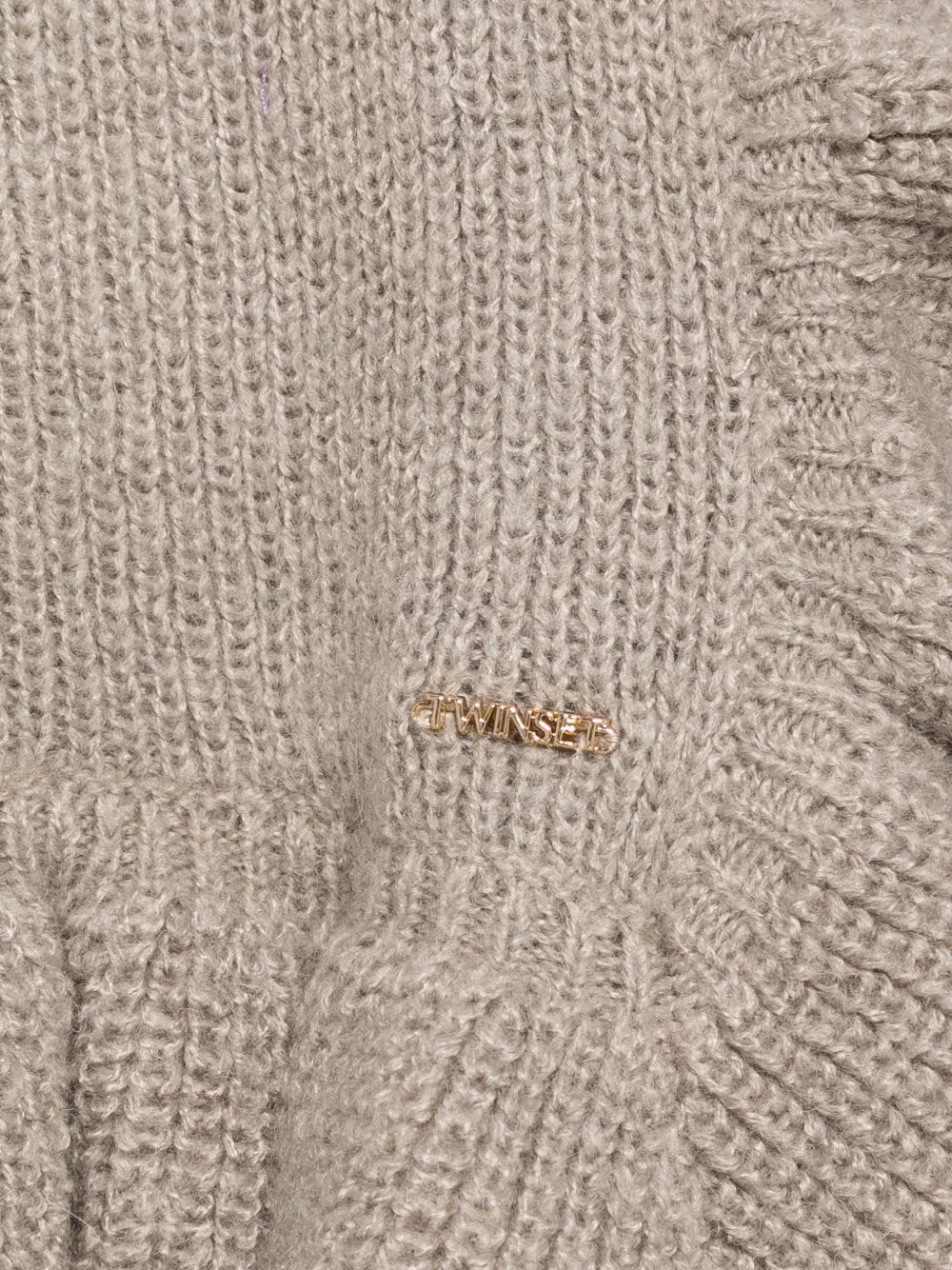 TWINSET Gebreide sjaal met ruches Beige