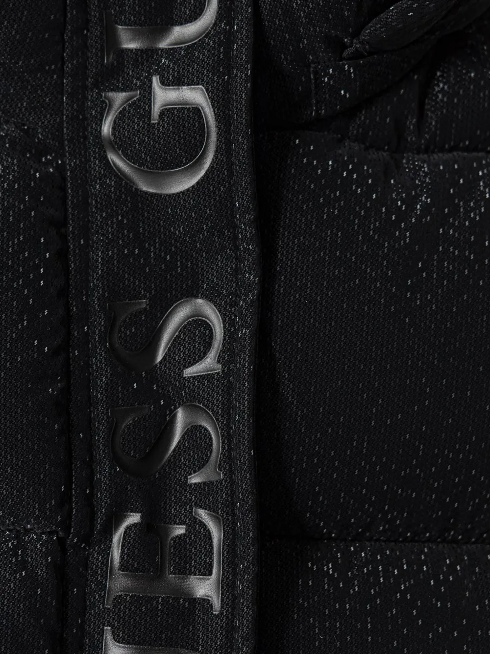 guess kids logo-print quilted hooded coat Zwart