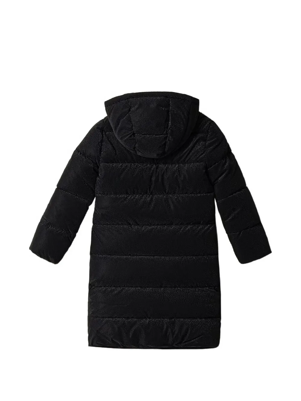 guess kids logo-print quilted hooded coat Zwart
