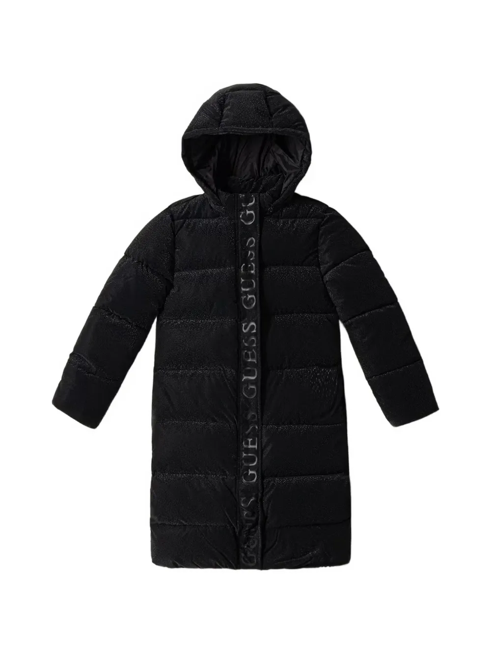 guess kids logo-print quilted hooded coat - Nero