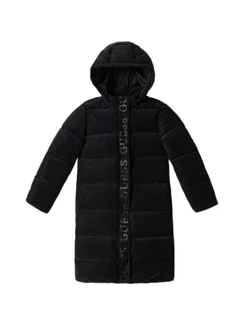 guess kids logo-print quilted hooded coat