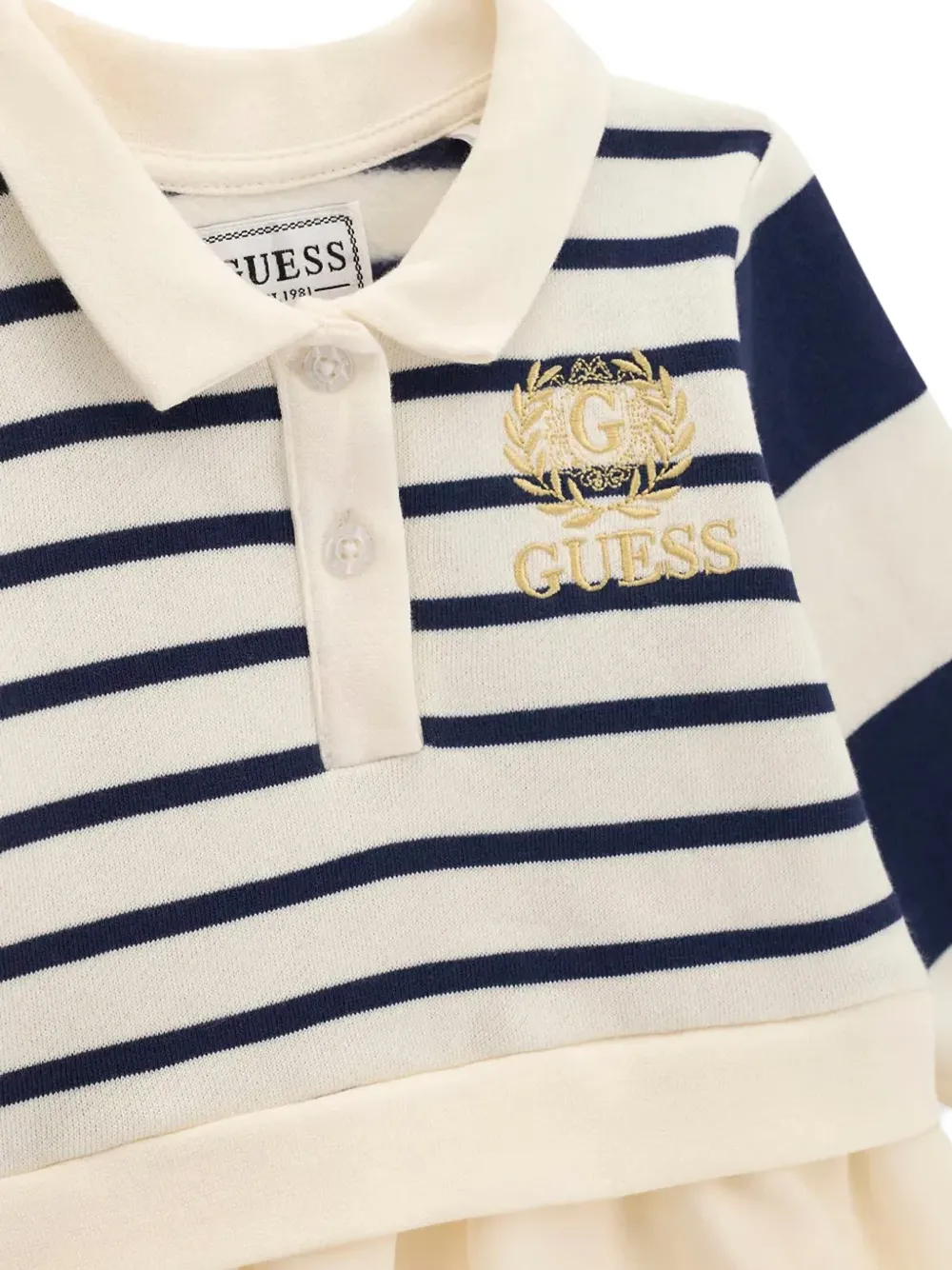 guess kids striped embroidered dress Beige