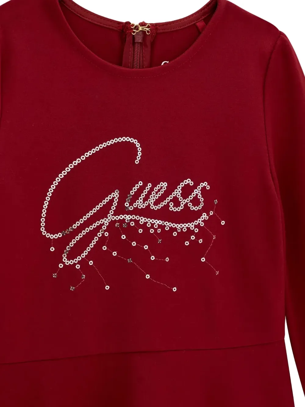 guess kids sequin-logo flared dress Rood