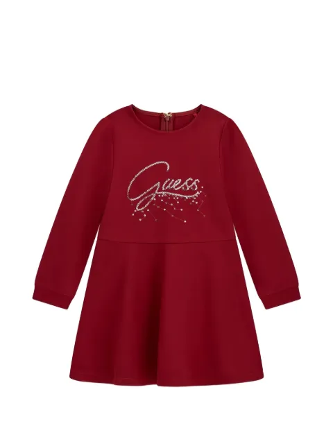 guess kids vestido acampanado con logo de lentejuelas