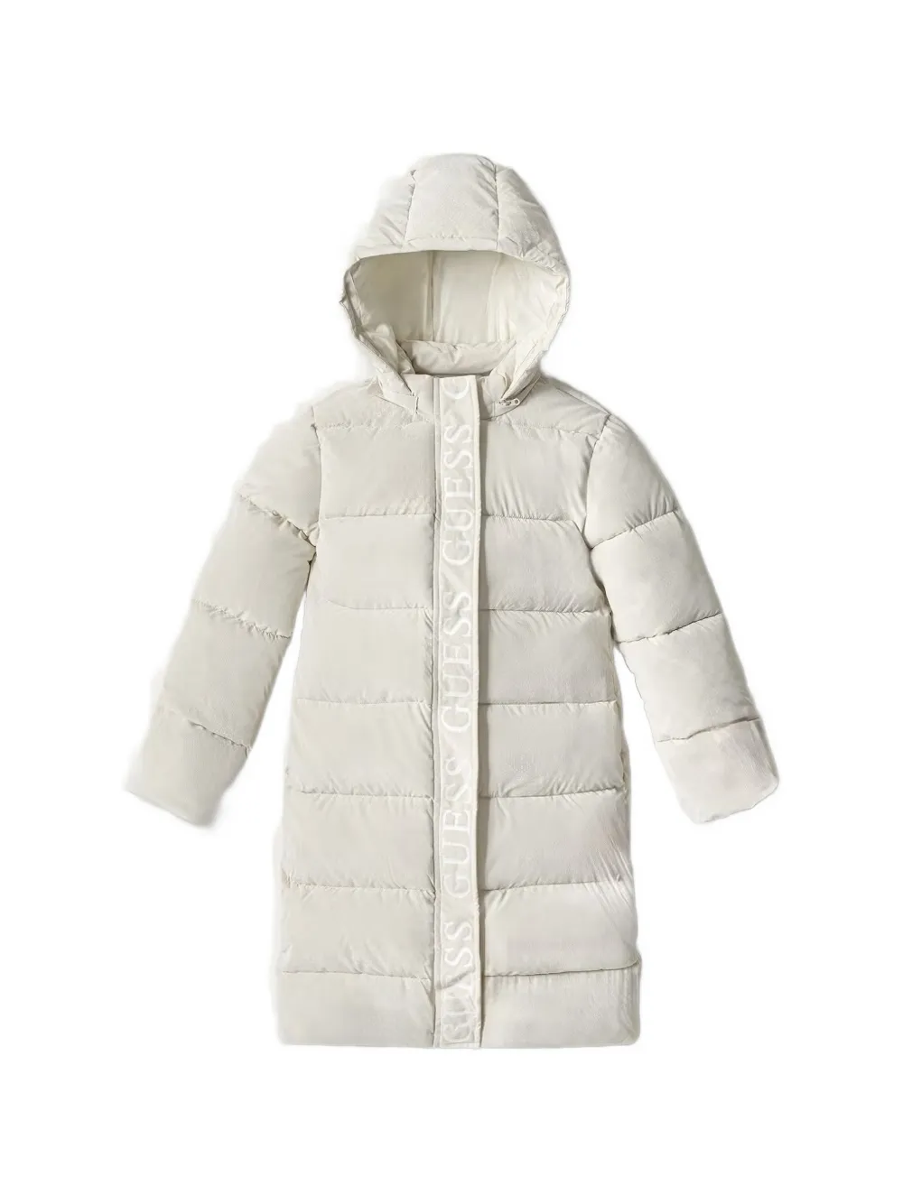 Guess kids logo-tape hooded jacket Beige